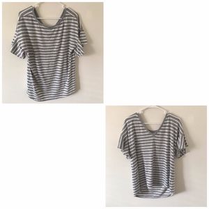 short sleeve tee with ruffles on the sleeves